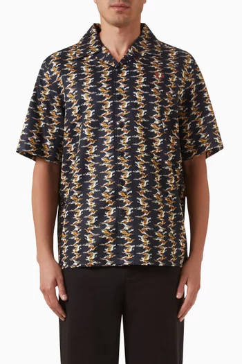 Abstract Print Revere Collar Shirt in Cotton