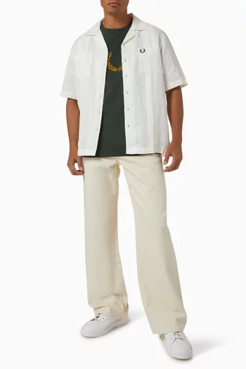 Revere Collar Shirt in Linen-blend