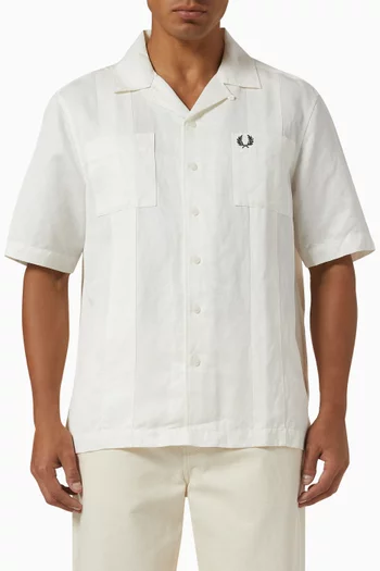 Revere Collar Shirt in Linen-blend