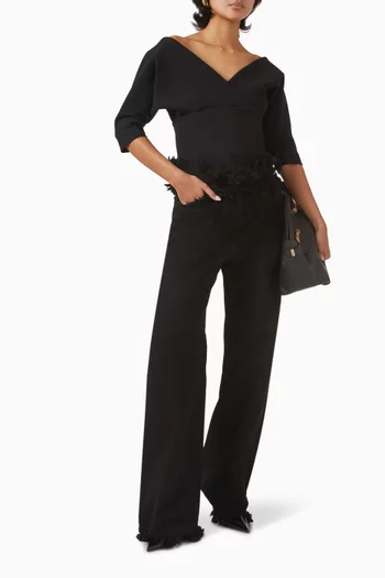 Fringe-trim Jeans in Cotton-denim