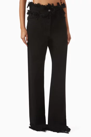 Fringe-trim Jeans in Cotton-denim