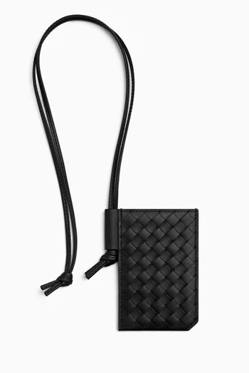 Piccolo Badge Holder in Intrecciato Leather