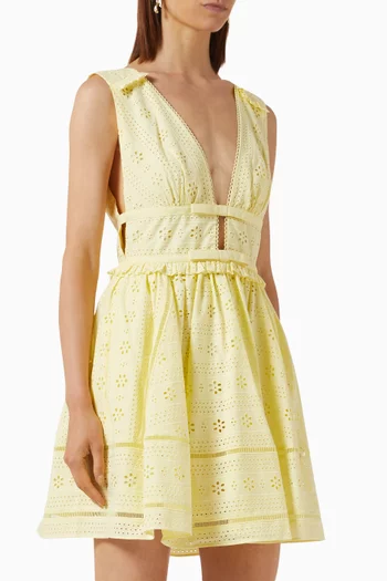 Broderie Anglaise Mini Dress in Cotton