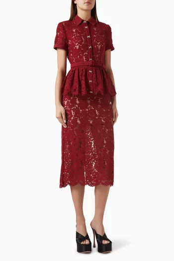 Peplum Midi Dress in Lace