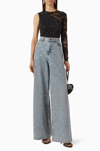 Rhinestone-embellished Top in Lace