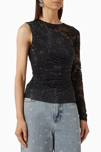Rhinestone-embellished Top in Lace