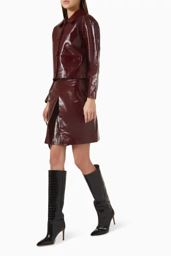 Belted Mini Skirt in Lamb Leather