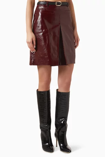 Belted Mini Skirt in Lamb Leather