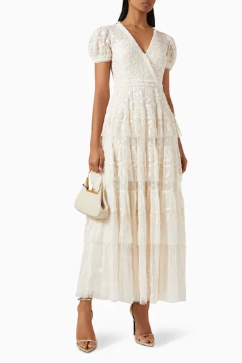 Layered Ankle Gown in Lace-tulle