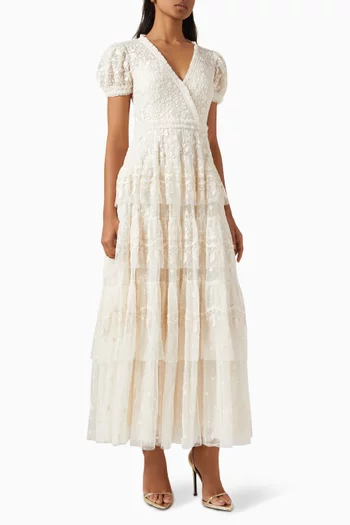 Layered Ankle Gown in Lace-tulle