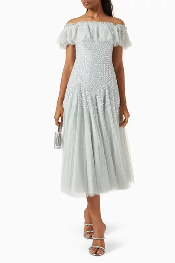 Dappled Sequin Off-shoulder Ballerina Dress in Tulle