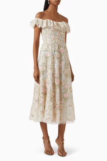 Antoinettes Floral Off-shoulder Ballerina Dress in Tulle