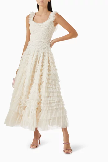 Hattie Scoop-neck Ankle Gown in Tulle