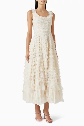 Hattie Scoop-neck Ankle Gown in Tulle