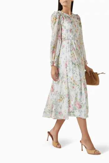 Pompadour Garden Smocked Ballerina Dress in Chiffon