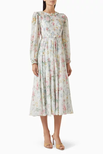 Pompadour Garden Smocked Ballerina Dress in Chiffon