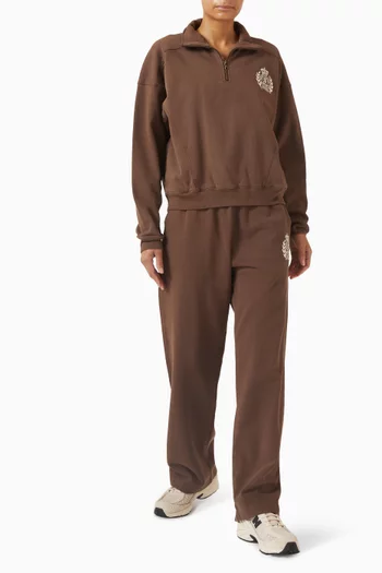 سويت شيرت بسحّاب قصير ومطرز بشعار NY‏ قطن