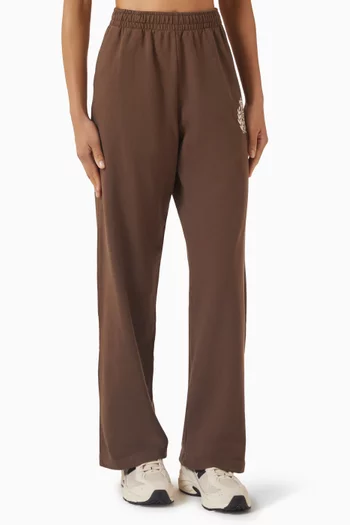 بنطال رياضي بقصة ساق واسعة ومطرز بشعار NY‏ قطن