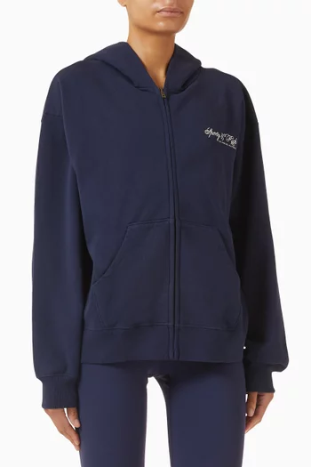 كنزة بغطاء رأس بسحّاب وشعار International‏ قطن