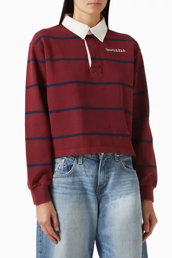 Serif Logo Rugby Polo in Cotton