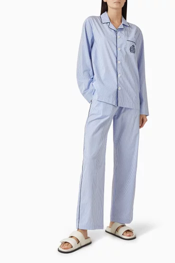 قميص بيجاما مطرز بشعار NY‏ قطن بوبلين