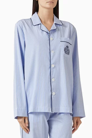 قميص بيجاما مطرز بشعار NY‏ قطن بوبلين