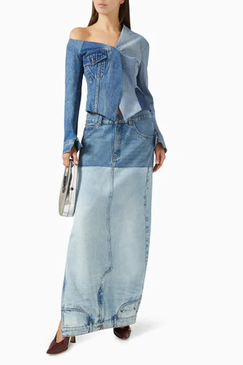 Off-shoulder Jacket in Upcycled Denim