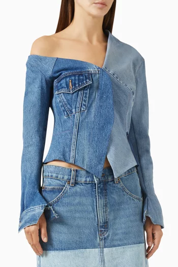 Off-shoulder Jacket in Upcycled Denim