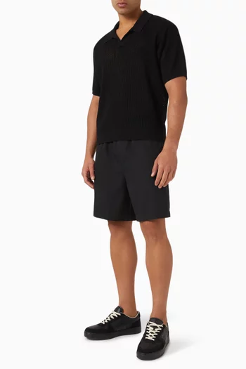 Open Weave Polo Sweater in Wool-blend