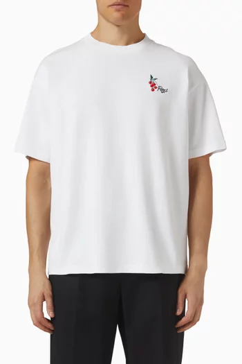 تي شيرت بقصة فضفاضة وطبعة طماطم قطن عضوي