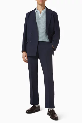 Tailored Double-breasted Blazer in Linen