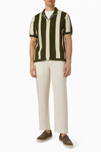 Knitted Stripe Cuban Shirt in Cotton