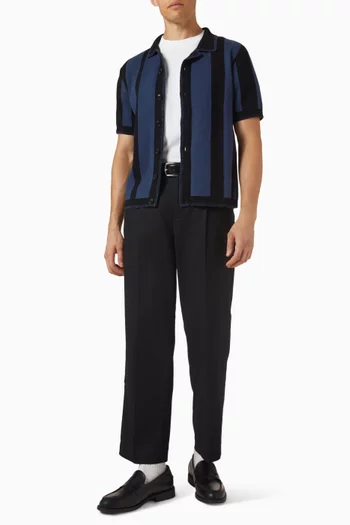 Knitted Stripe Cuban Shirt in Cotton
