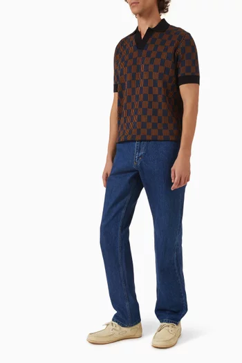 Martini Polo Shirt in Checkerboard Knitted Cotton