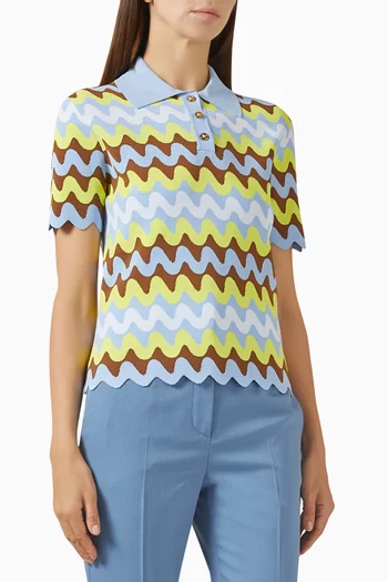 Wave Polo Shirt in Jacquard-knit