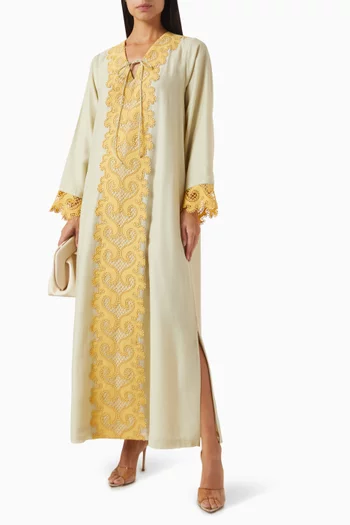 Lace-front Kaftan in Cotton