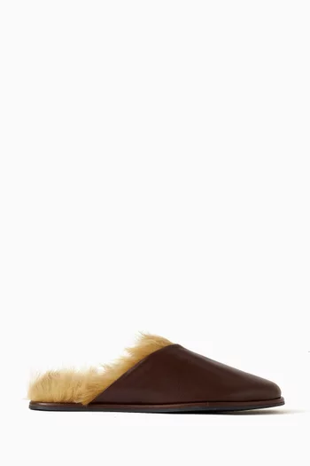 حذاء مفتوح اتيك فرو شمواه جلد