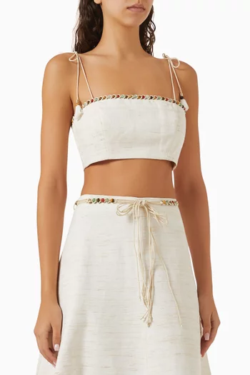 Rhiannon Bead-trim Top in Cotton Blend