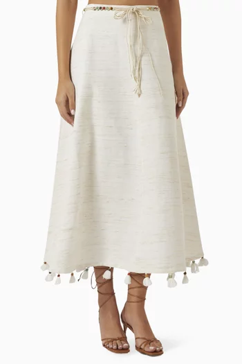 Rhiannon Bead-Trim Skirt in Cotton Blend