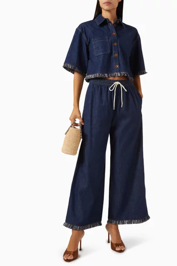 Rhiannon Fringe Pants in Denim