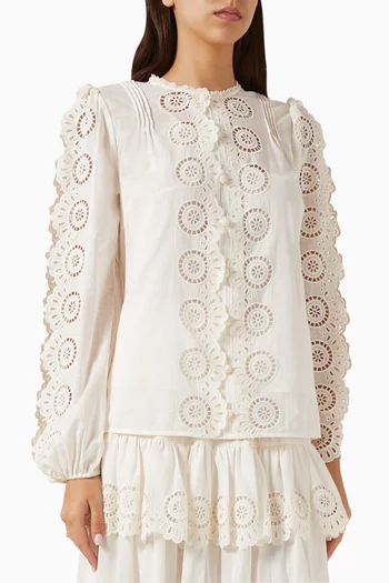 Lucky Embroidered Blouse in Cotton
