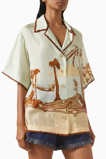 Coco Short Sleeve Shirt in Silk Habutae