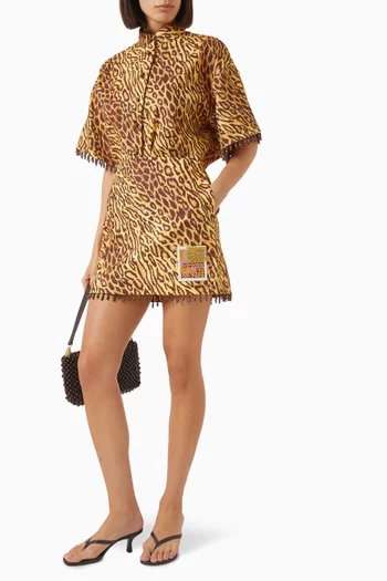 Coco Bead-embellished Fringe Skirt in Cotton