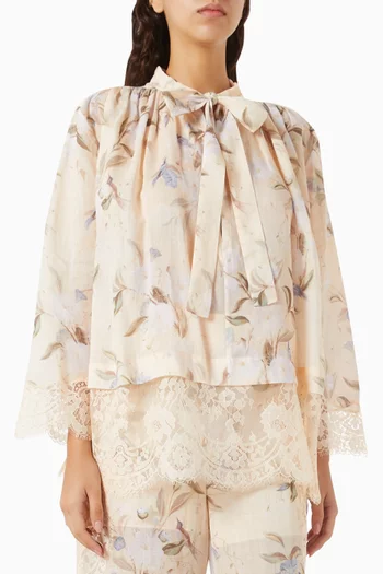 Cascadian Tie-neck Blouse in Ramie