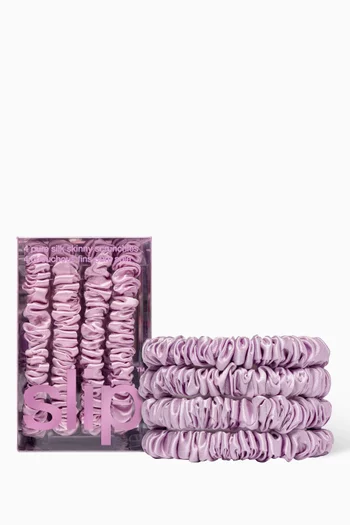 Wildflower Silk Skinny Scrunchies, Set of 4