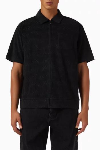 Zip-up Shirt in Jacquard Terry Fabric