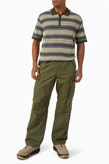 Striped Knit Polo in Cotton
