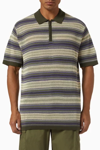 Striped Knit Polo in Cotton