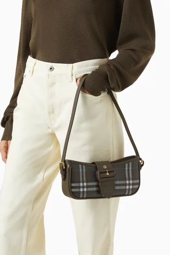 Sling Bag in Check-printed Leather