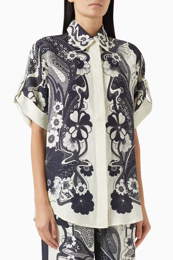 Mickey Printed Shirt in Linen